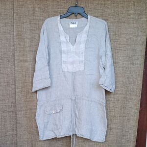 Flax Gray Linen Tunic Top Color Flax Grey